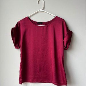 Satin red top
